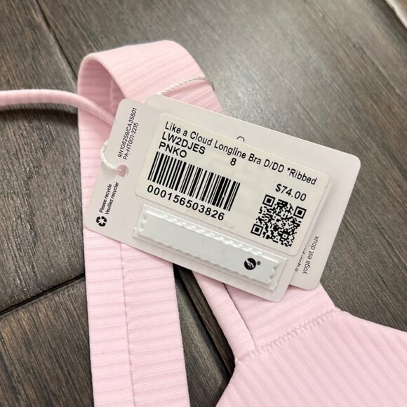 Lululemon Like a Cloud Ribbed Longline Bra *Light Support, D/DD Cup Pink Organza - Picture 5 of 8